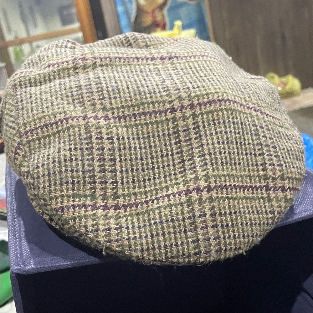 Totes Vintage Classic Rain Rolls Ivy Plaid Newsboy Flat Wool Cap, Large